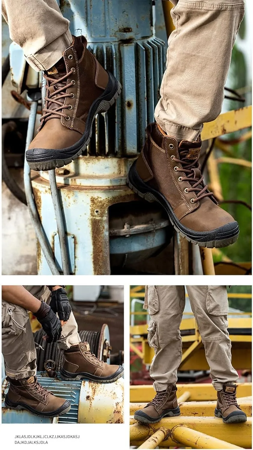 Safety Shoes Work Shoes Men Women Lightweight Safety Trainers with Steel Toe Caps (Color : Brown, Size : 6.5 US)