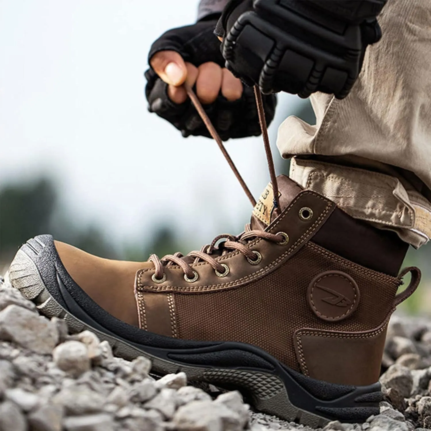Safety Shoes Work Shoes Men Women Lightweight Safety Trainers with Steel Toe Caps (Color : Brown, Size : 6.5 US)
