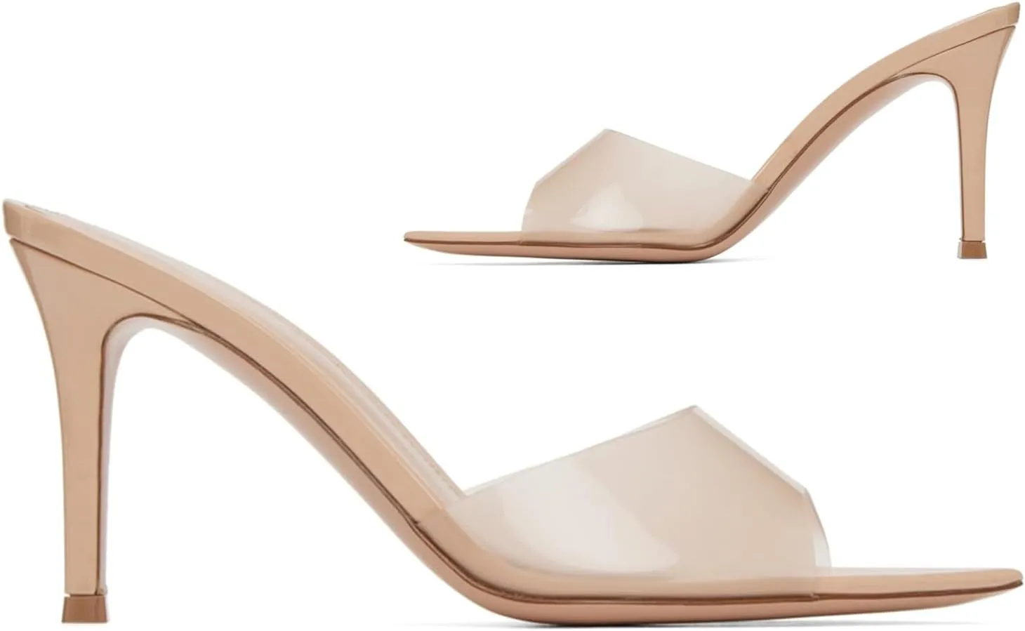 SHODENSE Women Clear Stiletto Mules Pointed Open Toe Slip On Mule Sandals Transparent 4 Inch Thin High Heel Dress Mule Shoes Ladies Peep Toe Sexy Wedding Chic Party Stiletto Heels 4-11 M US