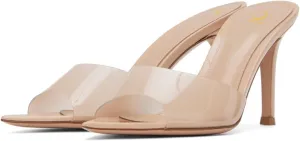 SHODENSE Women Clear Stiletto Mules Pointed Open Toe Slip On Mule Sandals Transparent 4 Inch Thin High Heel Dress Mule Shoes Ladies Peep Toe Sexy Wedding Chic Party Stiletto Heels 4-11 M US