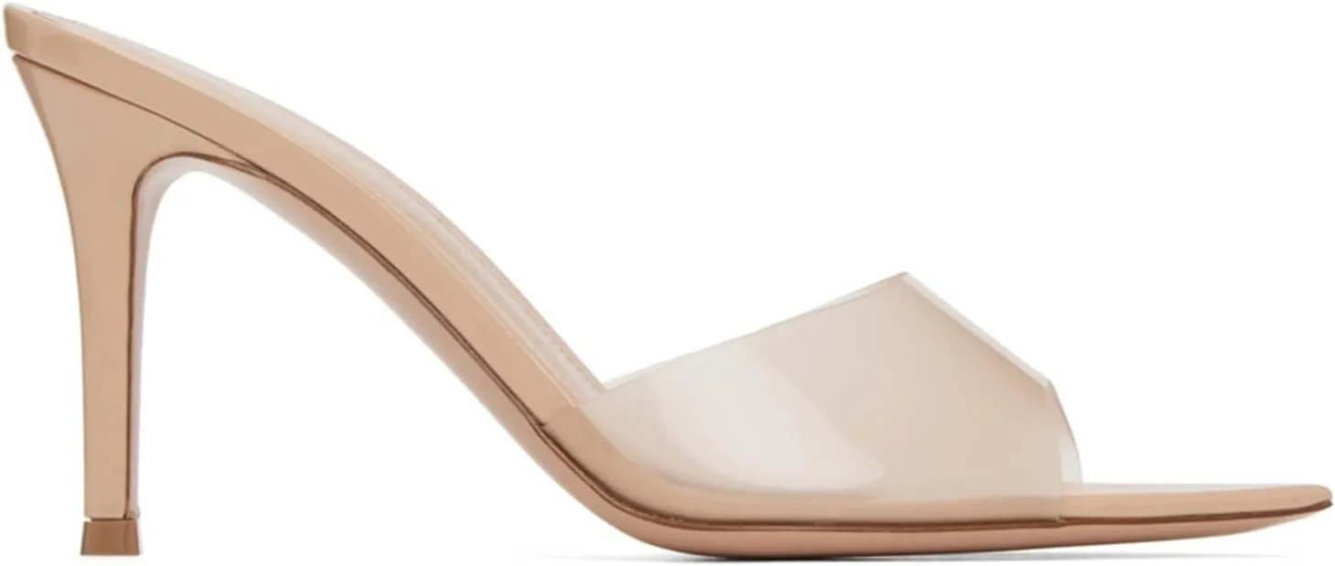 SHODENSE Women Clear Stiletto Mules Pointed Open Toe Slip On Mule Sandals Transparent 4 Inch Thin High Heel Dress Mule Shoes Ladies Peep Toe Sexy Wedding Chic Party Stiletto Heels 4-11 M US