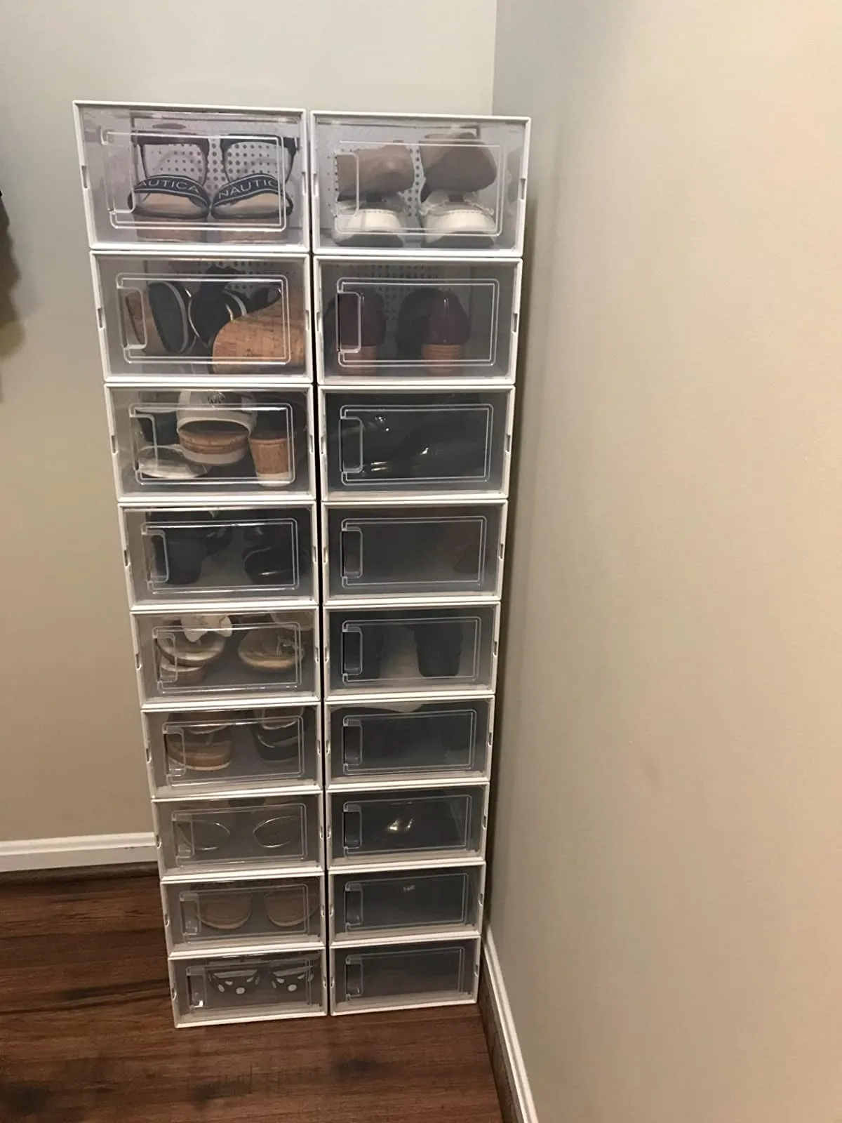 Shoe Boxes, Set of 18 Shoe Storage Organizers, Stackable and Foldable for Sneakers