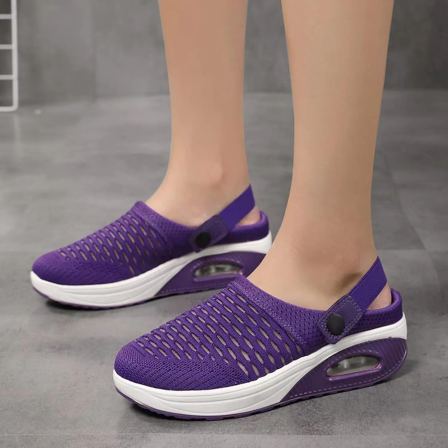 Slip On Mules & Clogs for Womens Light Open Back Shoes Breathable Mesh Walking Mules Mesh Air Cushion Orthopedic Diabetic Shoes Breathable Slippers Closed Toe Slides