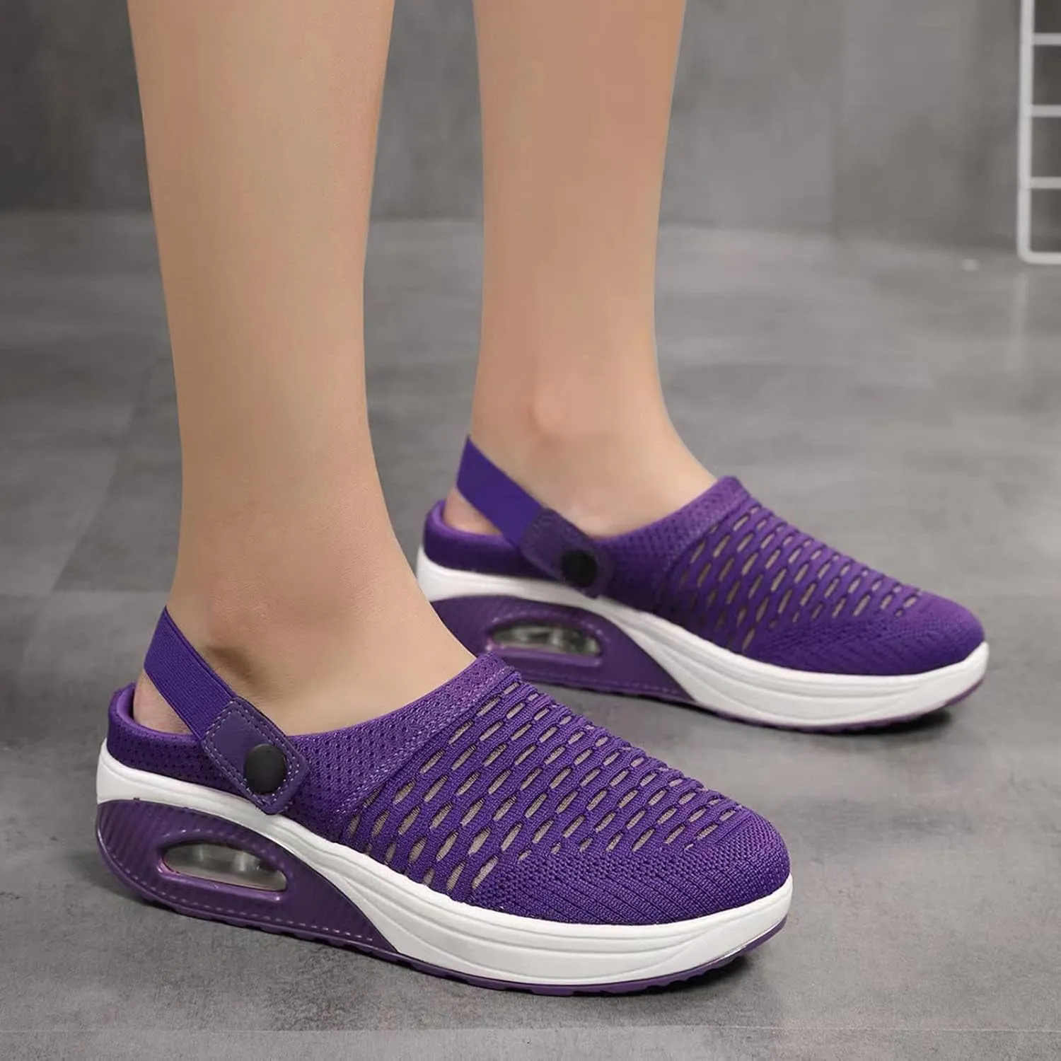 Slip On Mules & Clogs for Womens Light Open Back Shoes Breathable Mesh Walking Mules Mesh Air Cushion Orthopedic Diabetic Shoes Breathable Slippers Closed Toe Slides