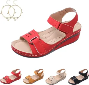 Soft & Stylish Wedge Sandals for Effortless Comfort, Stylish Sandals Walking Shoes for Women, 2025 Orthopedic Walking Platform Sandals Sport Ankle Strap Summer Slides