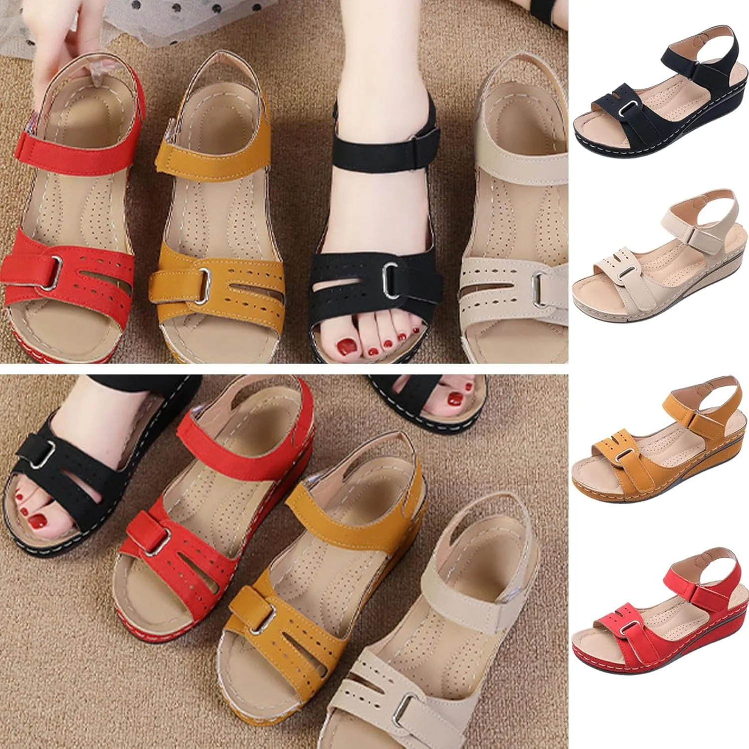 Soft & Stylish Wedge Sandals for Effortless Comfort, Stylish Sandals Walking Shoes for Women, 2025 Orthopedic Walking Platform Sandals Sport Ankle Strap Summer Slides