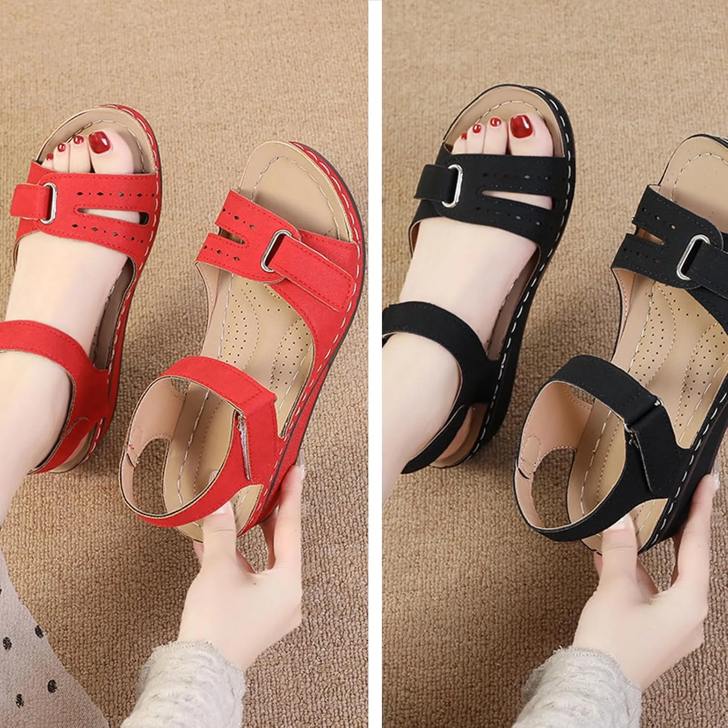 Soft & Stylish Wedge Sandals for Effortless Comfort, Stylish Sandals Walking Shoes for Women, 2025 Orthopedic Walking Platform Sandals Sport Ankle Strap Summer Slides