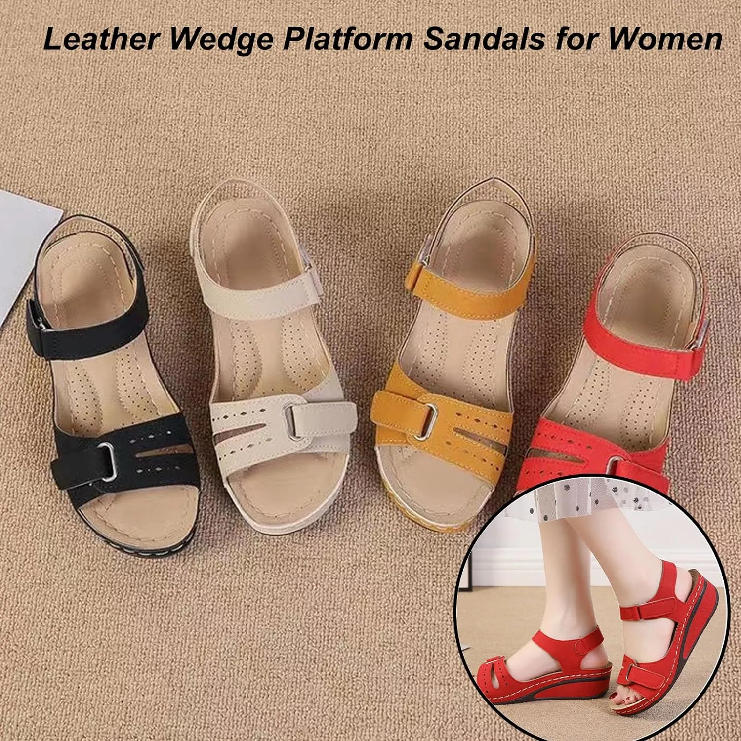Soft & Stylish Wedge Sandals for Effortless Comfort, Stylish Sandals Walking Shoes for Women, 2025 Orthopedic Walking Platform Sandals Sport Ankle Strap Summer Slides
