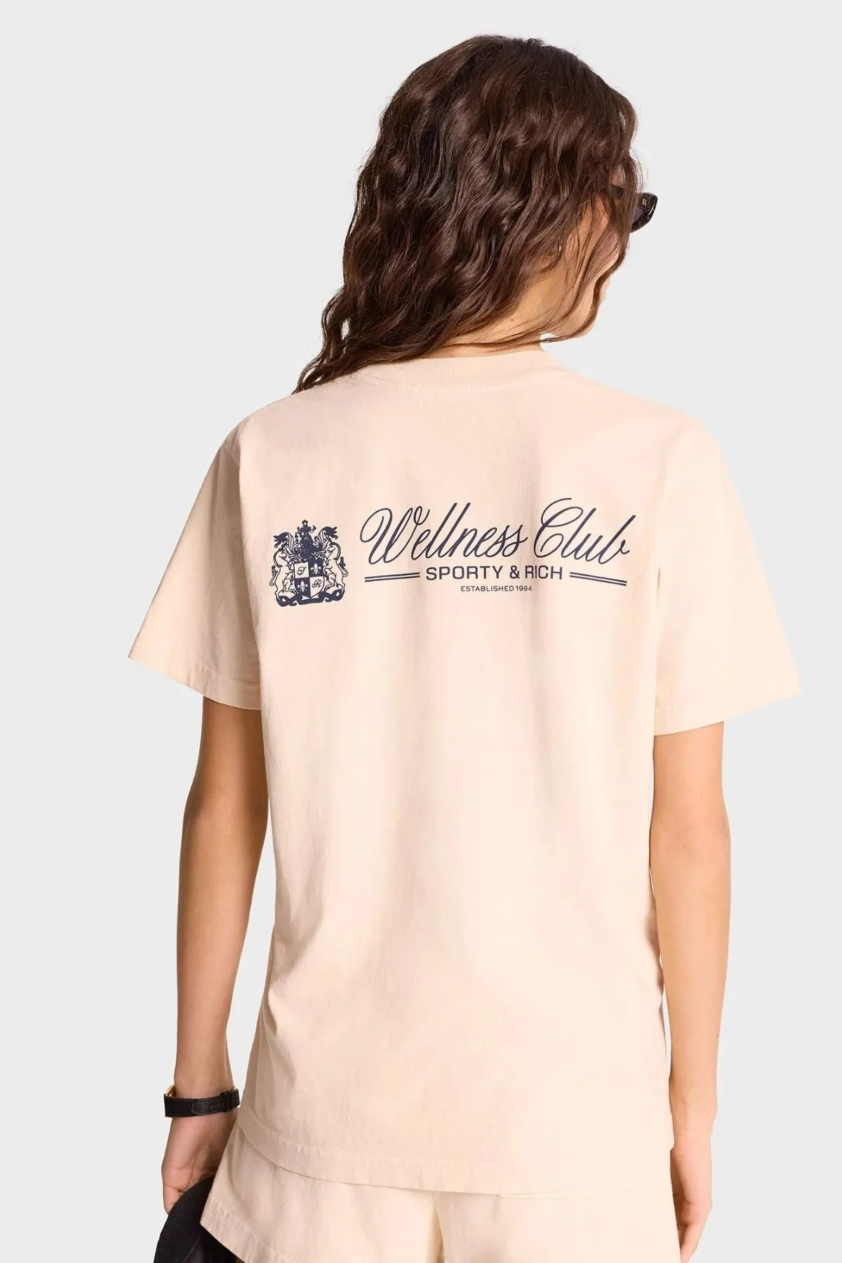 Sporty & Rich Unicorn Crest T-Shirt - Cream/ Navy