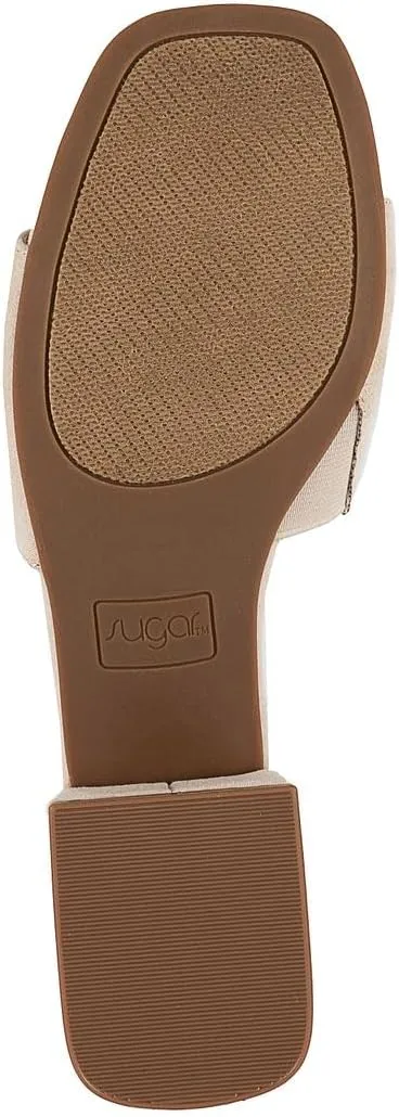 Sugar Women's Slip-On Block Heel Sandals  Square Toe Dress Mules with Low Heel  Comfortable Slide Shoes for Casual or Work Outfits