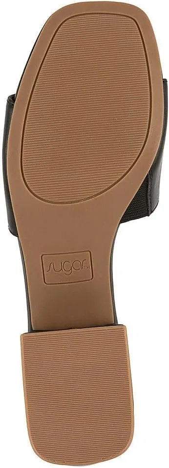 Sugar Women's Slip-On Block Heel Sandals  Square Toe Dress Mules with Low Heel  Comfortable Slide Shoes for Casual or Work Outfits