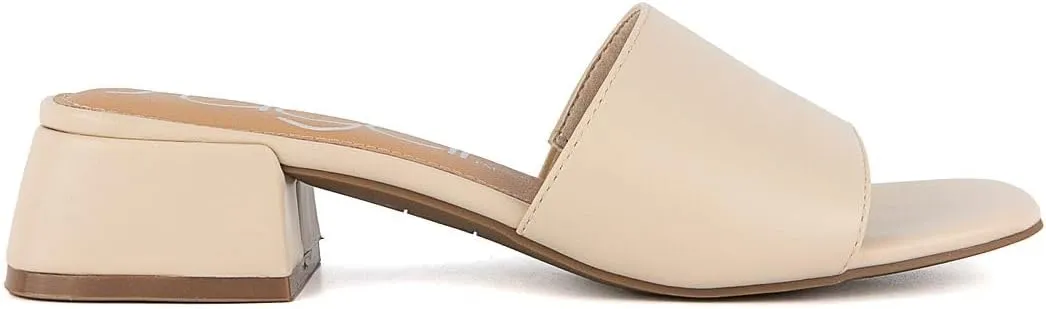 Sugar Women's Slip-On Block Heel Sandals  Square Toe Dress Mules with Low Heel  Comfortable Slide Shoes for Casual or Work Outfits