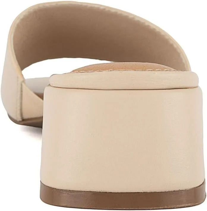 Sugar Women's Slip-On Block Heel Sandals  Square Toe Dress Mules with Low Heel  Comfortable Slide Shoes for Casual or Work Outfits