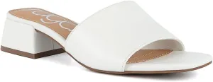 Sugar Women's Slip-On Block Heel Sandals  Square Toe Dress Mules with Low Heel  Comfortable Slide Shoes for Casual or Work Outfits