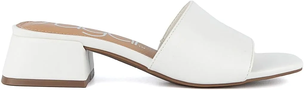 Sugar Women's Slip-On Block Heel Sandals  Square Toe Dress Mules with Low Heel  Comfortable Slide Shoes for Casual or Work Outfits