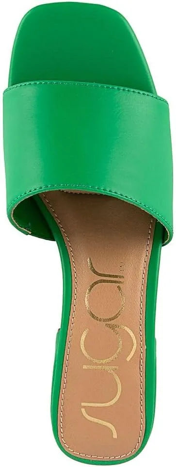 Sugar Women's Slip-On Block Heel Sandals  Square Toe Dress Mules with Low Heel  Comfortable Slide Shoes for Casual or Work Outfits