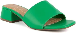 Sugar Women's Slip-On Block Heel Sandals  Square Toe Dress Mules with Low Heel  Comfortable Slide Shoes for Casual or Work Outfits