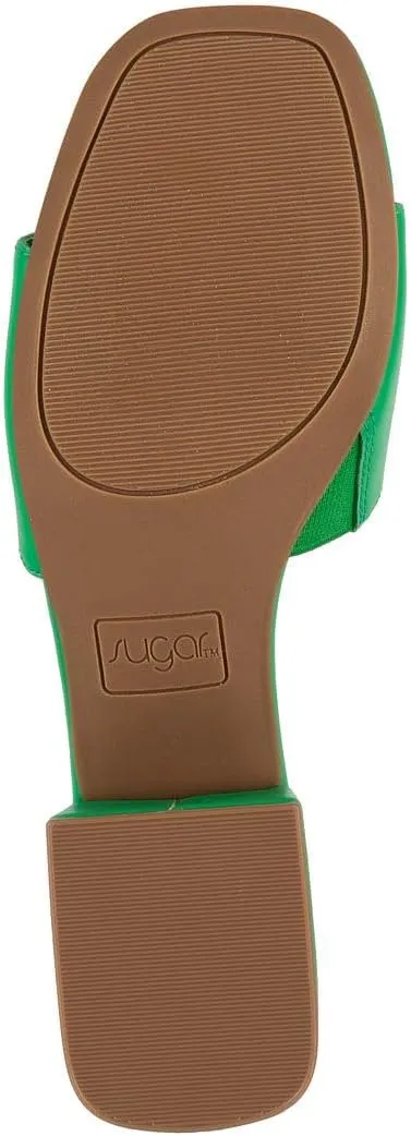 Sugar Women's Slip-On Block Heel Sandals  Square Toe Dress Mules with Low Heel  Comfortable Slide Shoes for Casual or Work Outfits