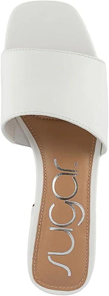Sugar Women's Slip-On Block Heel Sandals  Square Toe Dress Mules with Low Heel  Comfortable Slide Shoes for Casual or Work Outfits
