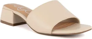 Sugar Women's Slip-On Block Heel Sandals  Square Toe Dress Mules with Low Heel  Comfortable Slide Shoes for Casual or Work Outfits