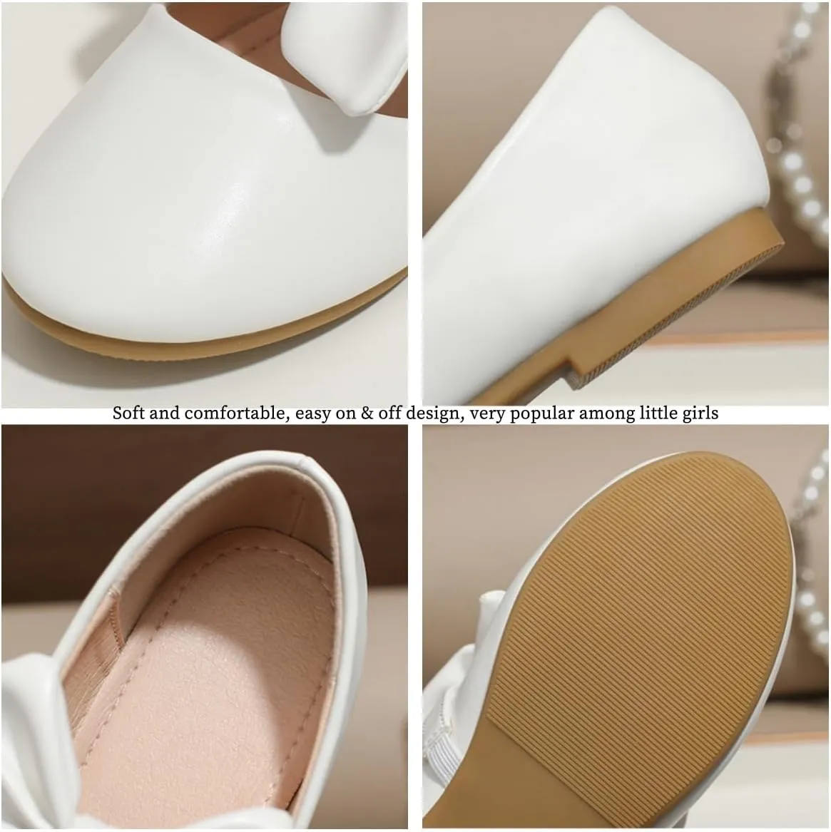 Toddler Flower Girl Dress Shoes Girls Bowknot Ballerina Ballet Mary Jane Flats Party Wedding School Dance Shoe for Kids