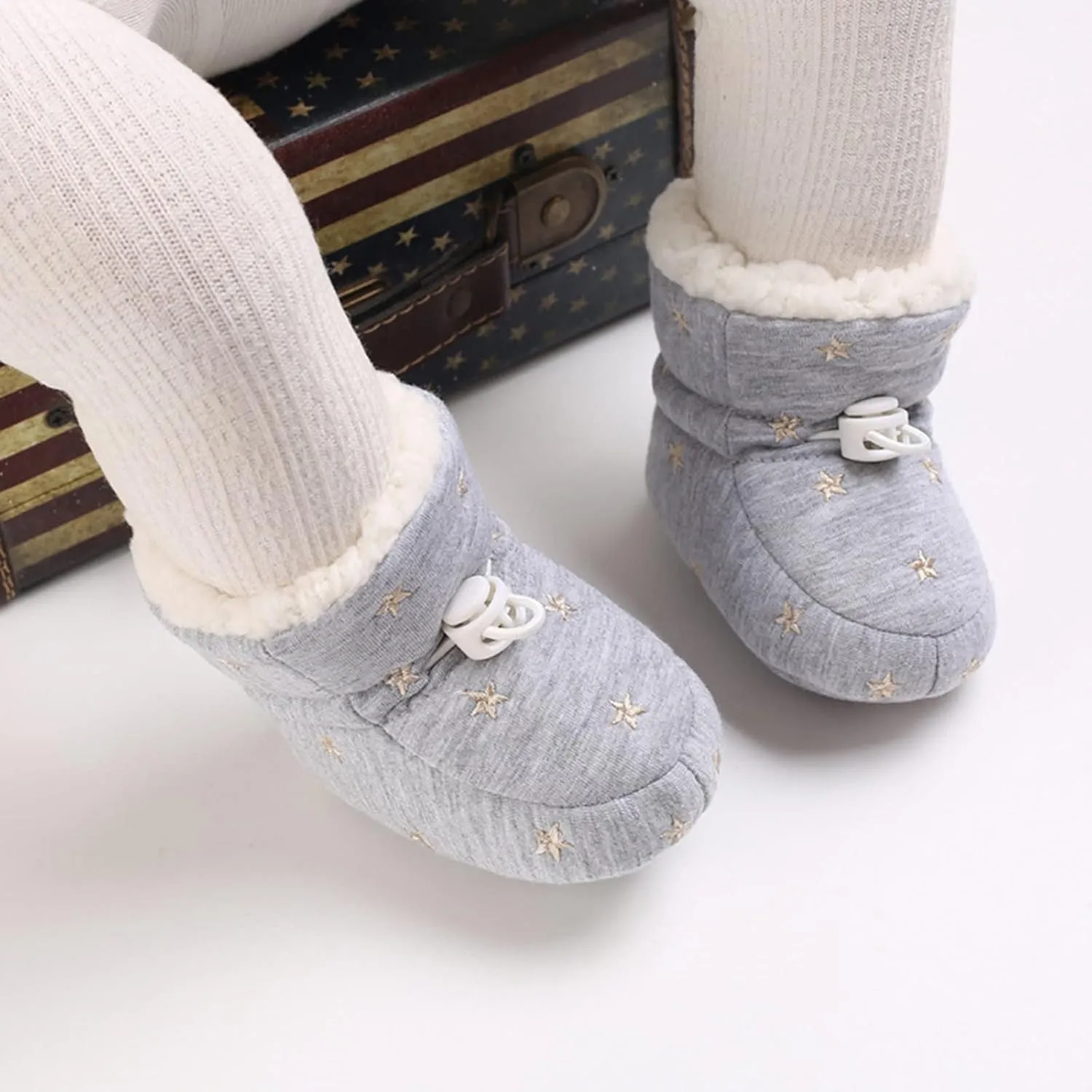 Toddler Fuzzy Lined Boots Size 12 Baby Girls Light House Short Booties Newborn Funny Furry Winter Warm Cozy Shoes
