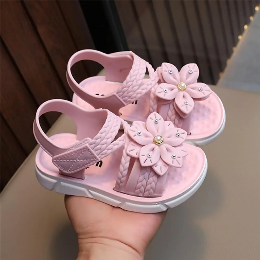 Toddler Girls Open Toe Sandals Flower Summer Beach Flats Princess Dress Shoes Slippers
