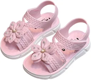 Toddler Girls Open Toe Sandals Flower Summer Beach Flats Princess Dress Shoes Slippers