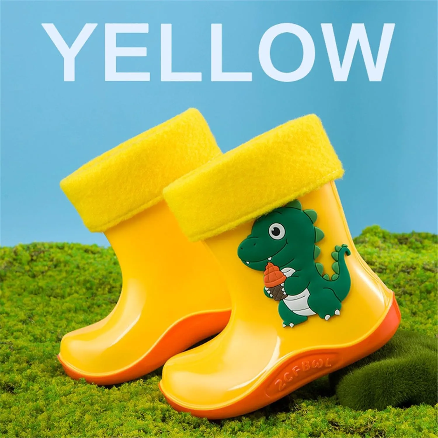 Toddler Kids Dinosaur Lightweight aterproof Rain Boot with Cozy ining Outdoor Boots for Boys Raining Boots Toddler