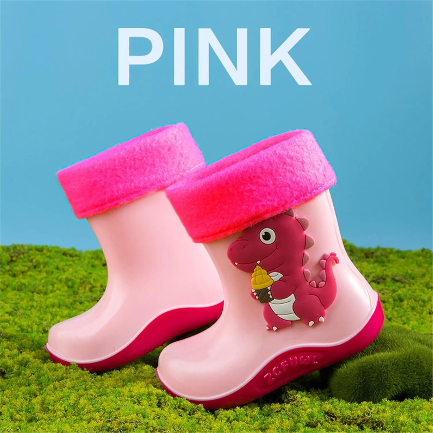 Toddler Kids Dinosaur Lightweight aterproof Rain Boot with Cozy ining Outdoor Boots for Boys Raining Boots Toddler