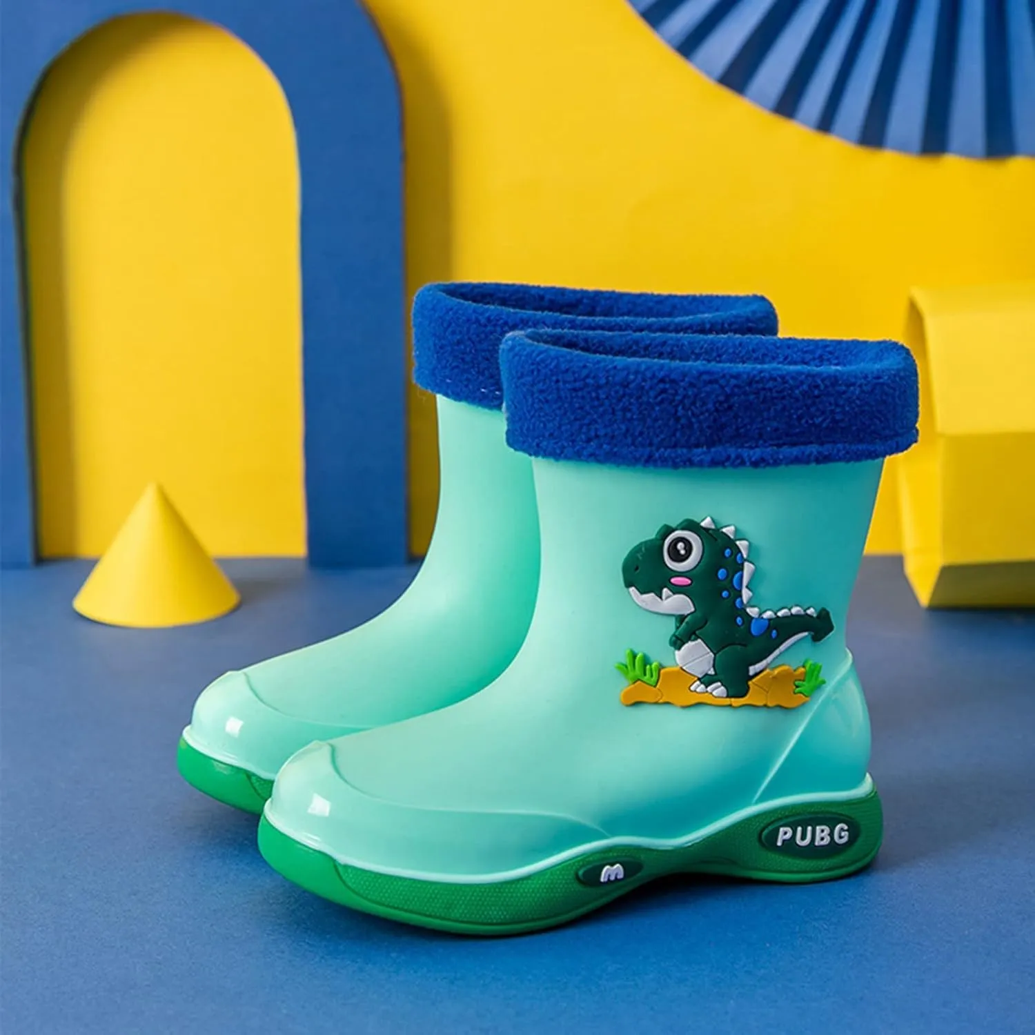Toddler Kids Lightweight Waterproof Rain Boot with Cozy ining Outdoor Boots for Boys Girls Rubber Water Shoes