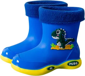 Toddler Kids Lightweight Waterproof Rain Boot with Cozy ining Outdoor Boots for Boys Girls Rubber Water Shoes