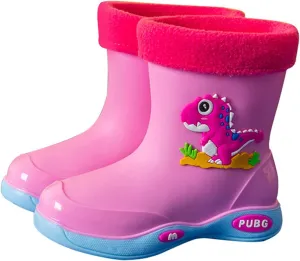 Toddler Kids Lightweight Waterproof Rain Boot with Cozy ining Outdoor Boots for Boys Girls Rubber Water Shoes