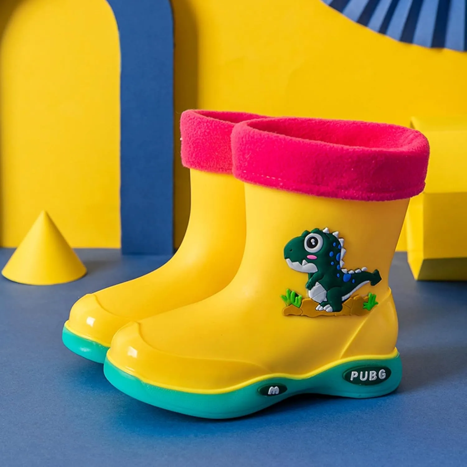 Toddler Kids Lightweight Waterproof Rain Boot with Cozy ining Outdoor Boots for Boys Girls Rubber Water Shoes