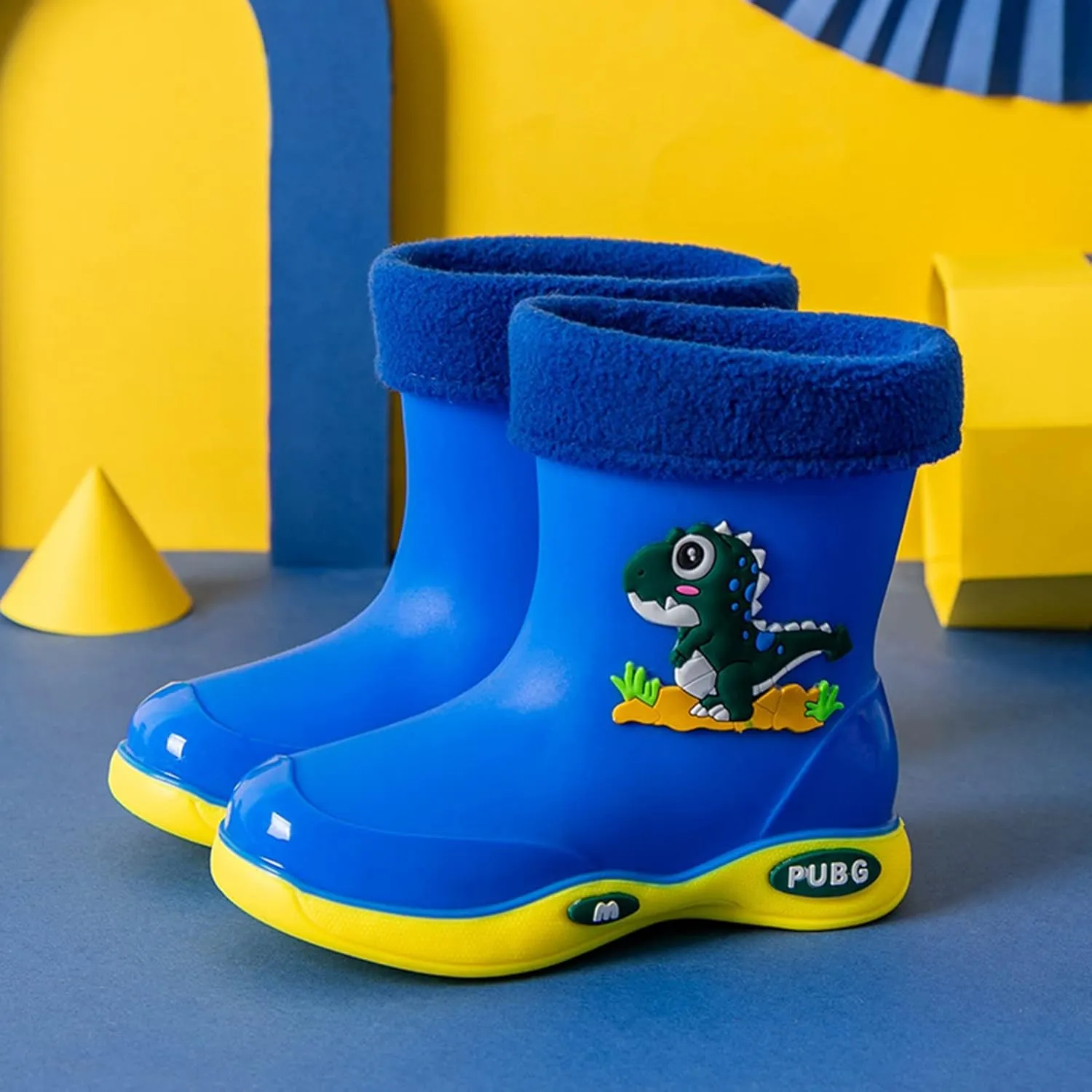 Toddler Kids Lightweight Waterproof Rain Boot with Cozy ining Outdoor Boots for Boys Girls Rubber Water Shoes