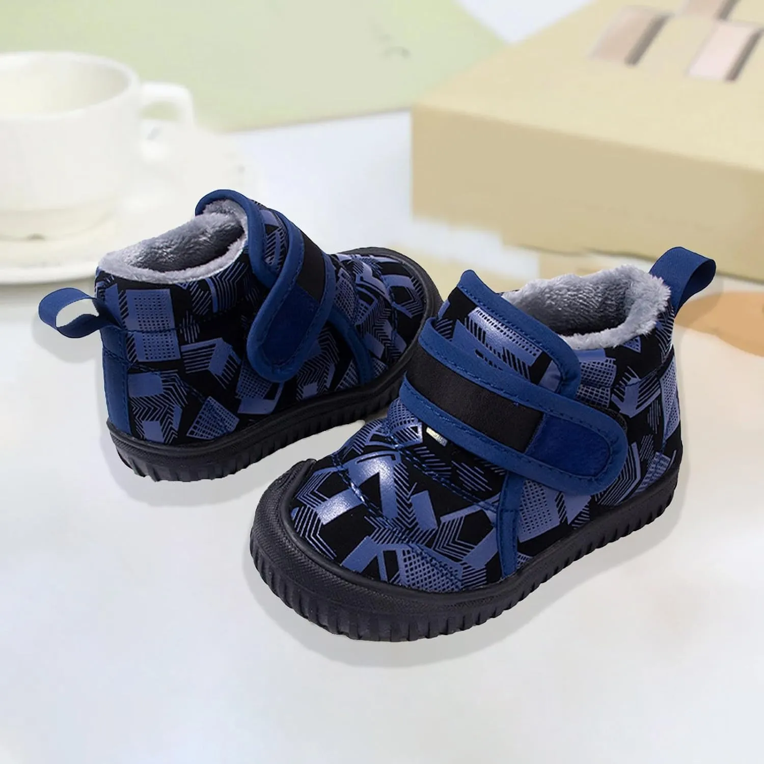 Toddler Plush Ankle Boots Little Boys Girls High Top Hiking Shoes Winter Furry Cozy Outdoor Sport Athletic Sneaker