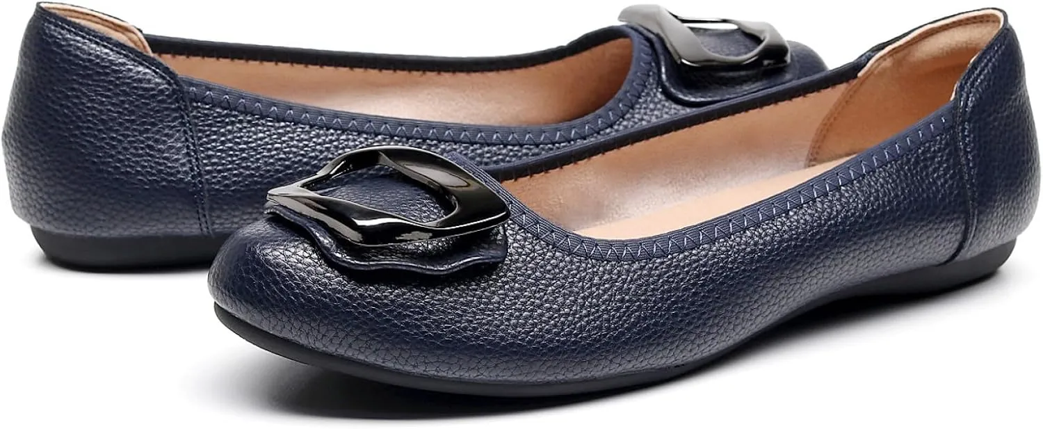 VenusCelia Women's Buckle Dance Flats Shoe