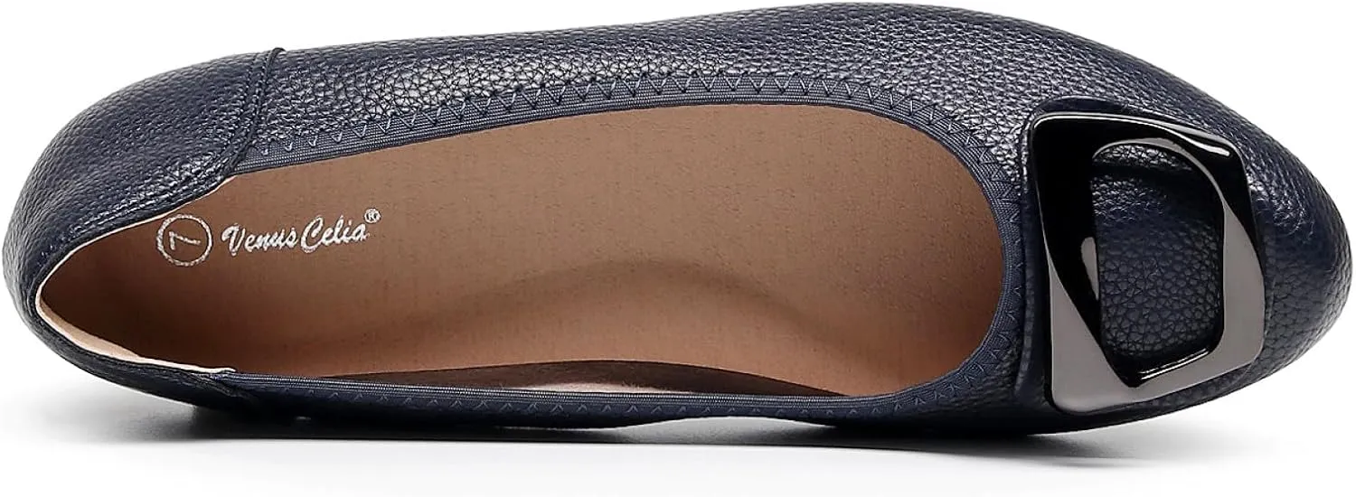 VenusCelia Women's Buckle Dance Flats Shoe