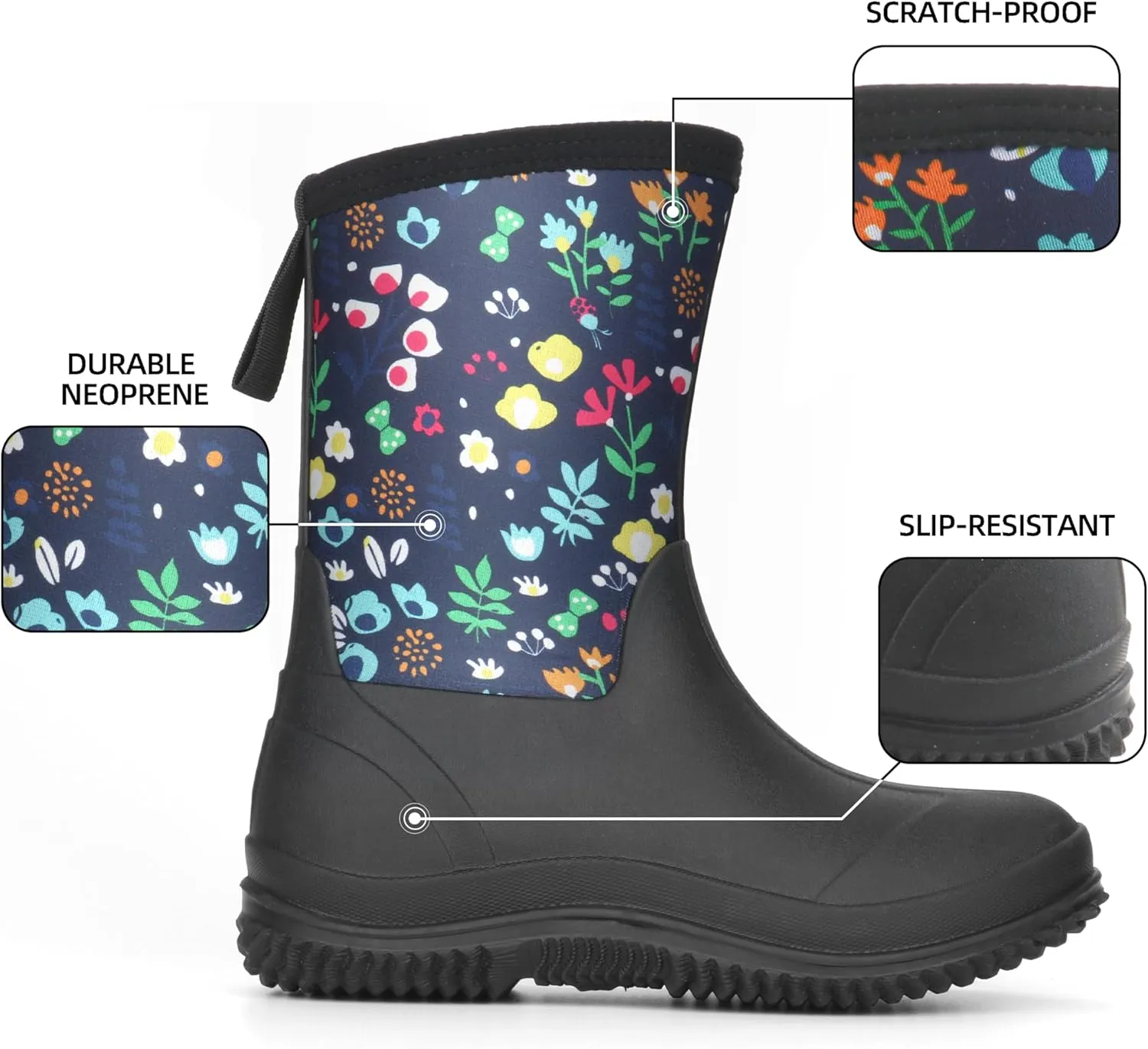 Waterproof Rain Boots for Women - Stylish and Comfortable Slip-On Design, Durable Non-Slip Rubber Sole, All-Weather Protection for Outdoor