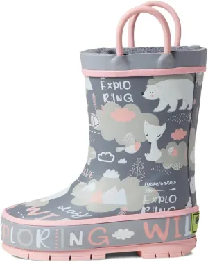 Western Chief Kids Printed Waterproof Rain Boots, Explore Grey, 5 US Unisex Toddler