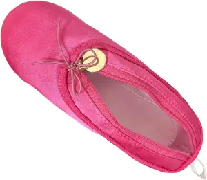 WKLOUYHE Ballet Shoe Makeup Bag Ballet Slipper Pouch Mini Makeup Bag Dancers Gifts Dance Bag for Girls (Bright Pink)