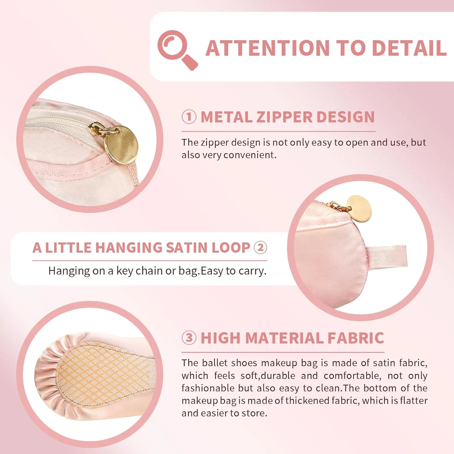 WKLOUYHE Ballet Shoe Makeup Bag Ballet Slipper Pouch Mini Makeup Bag Dancers Gifts Dance Bag for Girls (Pink)