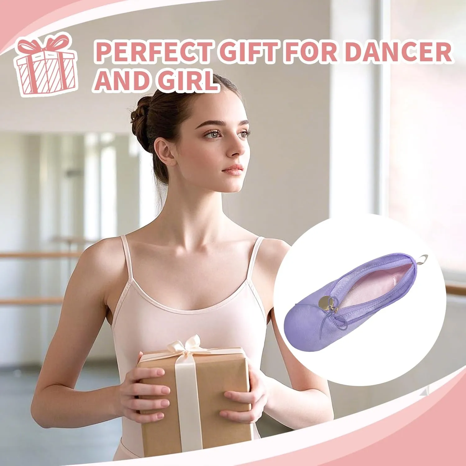 WKLOUYHE Ballet Shoe Makeup Bag Ballet Slipper Pouch Mini Makeup Bag Dancers Gifts Dance Bag for Girls (Purple)