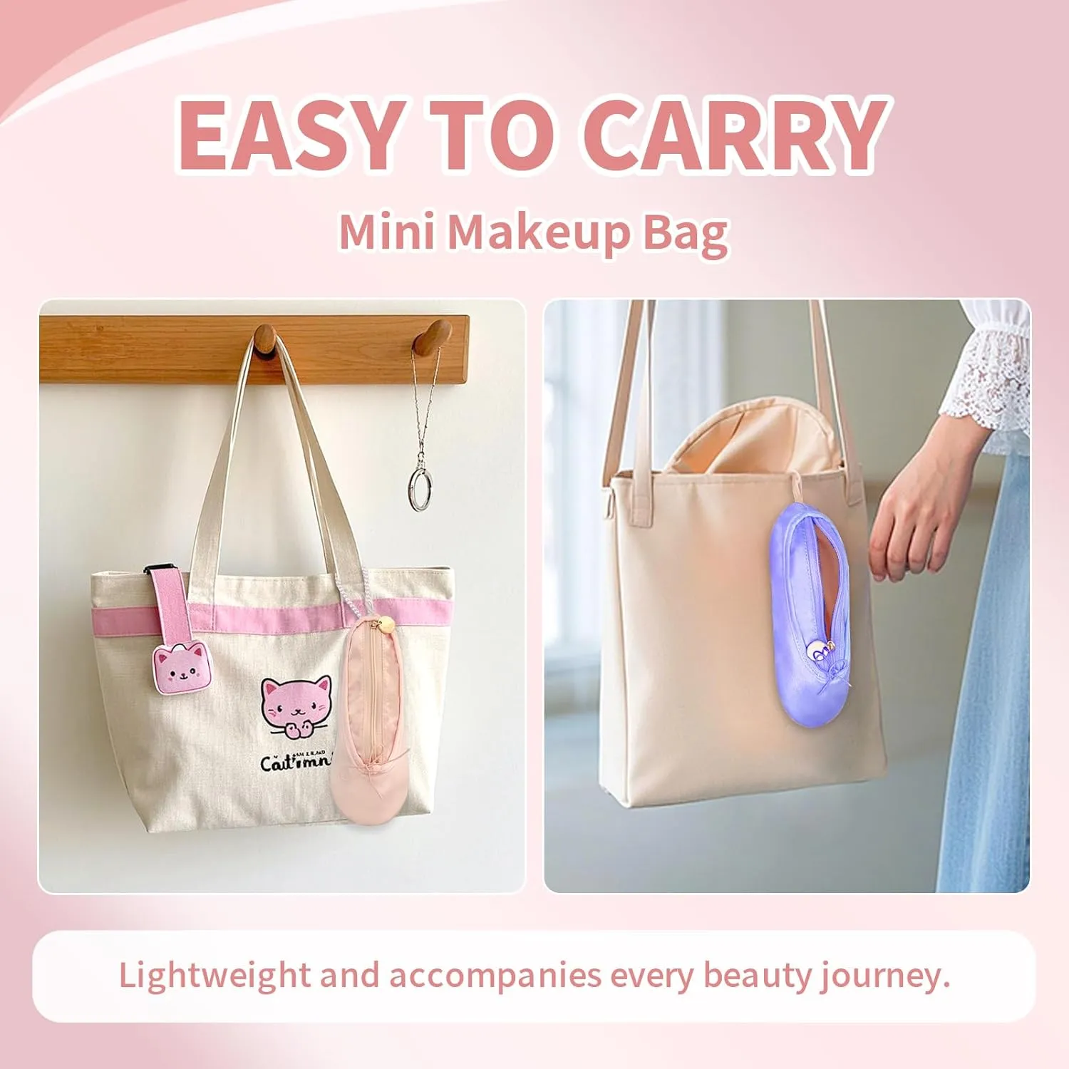 WKLOUYHE Ballet Shoe Makeup Bag Ballet Slipper Pouch Mini Makeup Bag Dancers Gifts Dance Bag for Girls (Purple)
