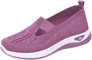 Women's Athletic Walking Shoes Arch Support Non Slip Work Shoes Slip On Casual Mesh-Comfortable Tennis Workout Sneakers Orthopedic Breathable Soft Shoes Athletic Fashion Sneakers