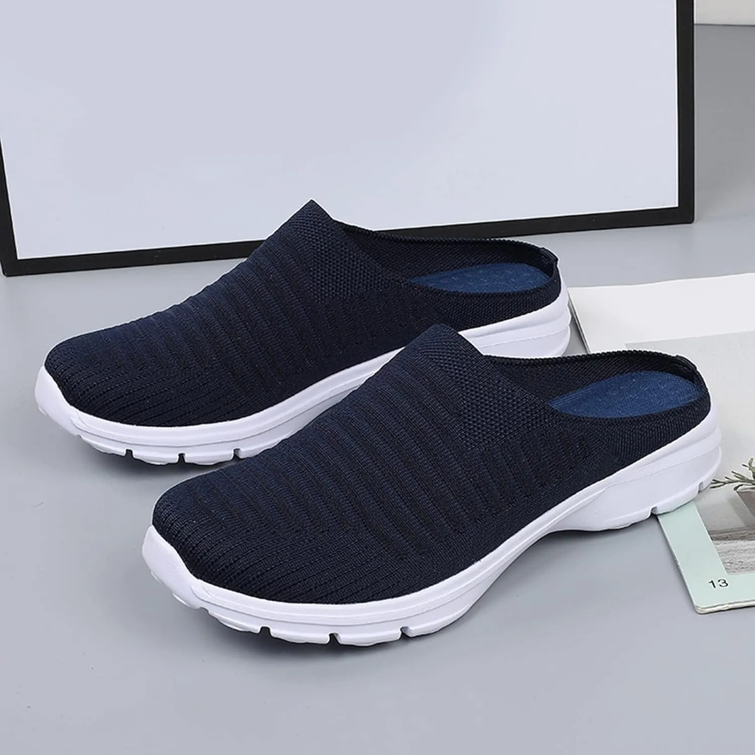 Women's Backless Slip on Mesh Sneakers Shoes Womens Tennis Shoes Loafers Black Casual Shoes Women's Fashion Sneakers Brown Tennis Shoe Loafers Shoe