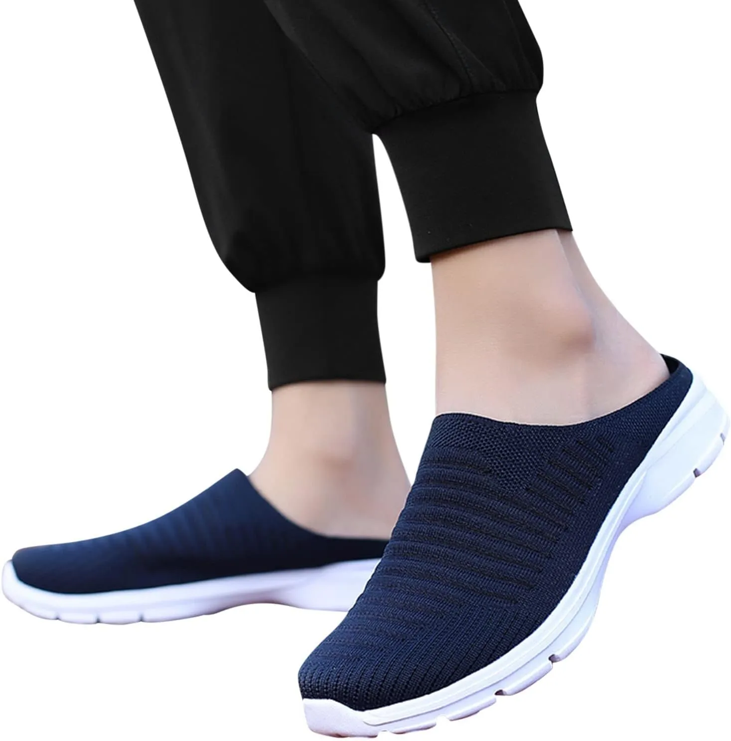 Women's Backless Slip on Mesh Sneakers Shoes Womens Tennis Shoes Loafers Black Casual Shoes Women's Fashion Sneakers Brown Tennis Shoe Loafers Shoe