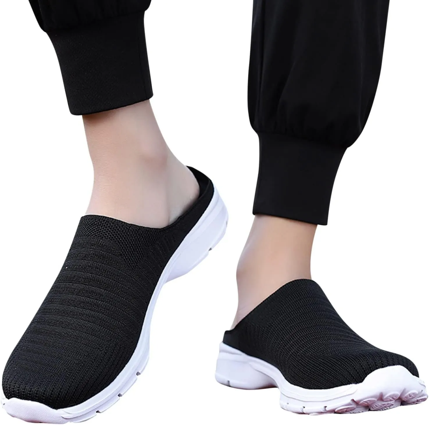 Women's Backless Slip on Mesh Sneakers Shoes Womens Tennis Shoes Loafers Black Casual Shoes Women's Fashion Sneakers Brown Tennis Shoe Loafers Shoe