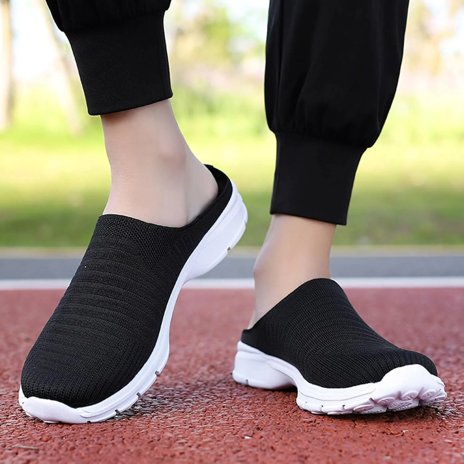 Women's Backless Slip on Mesh Sneakers Shoes Womens Tennis Shoes Loafers Black Casual Shoes Women's Fashion Sneakers Brown Tennis Shoe Loafers Shoe