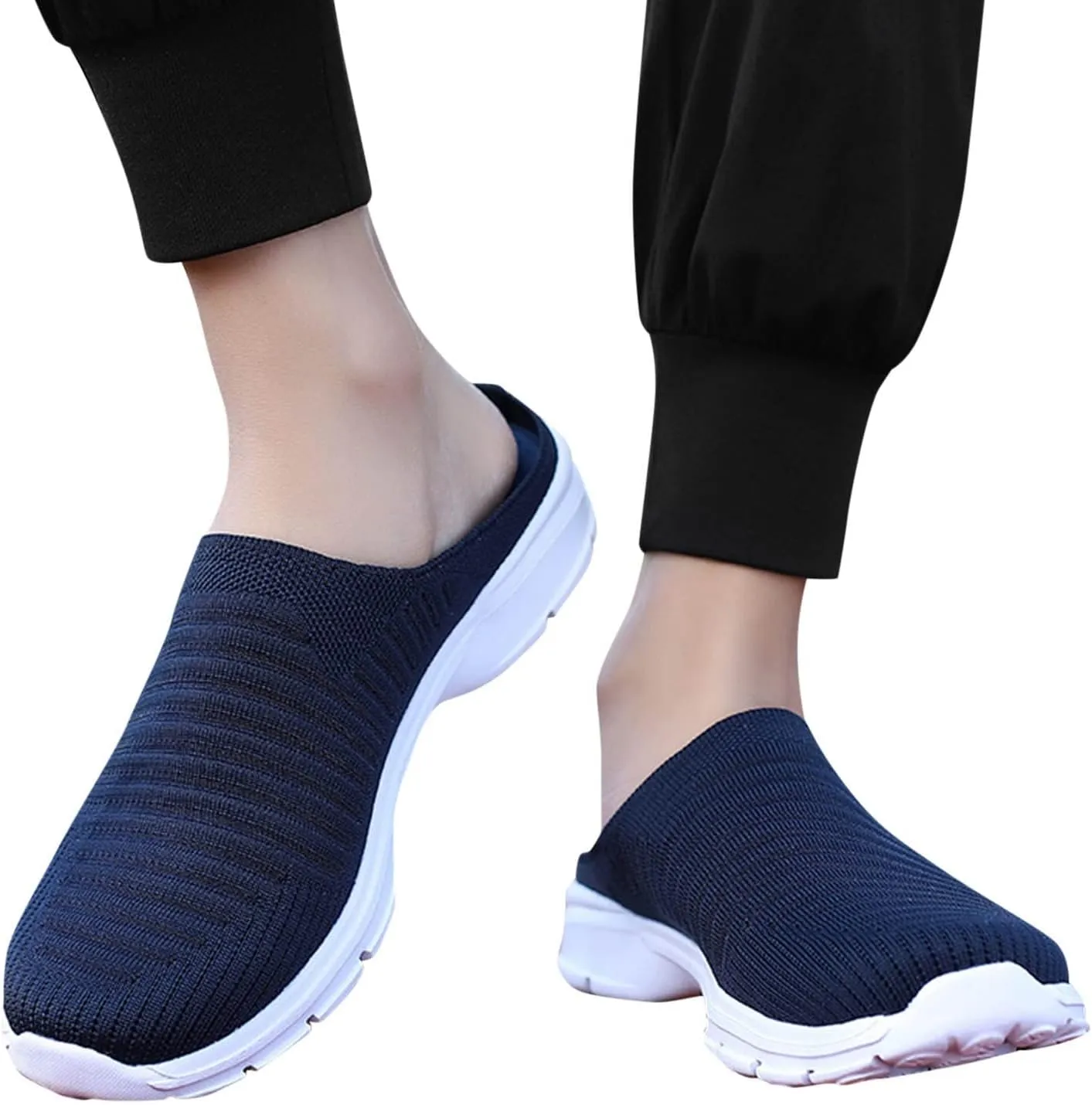 Women's Backless Slip on Mesh Sneakers Shoes Womens Tennis Shoes Loafers Black Casual Shoes Women's Fashion Sneakers Brown Tennis Shoe Loafers Shoe